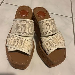 CHLOE woody lace platform wedge espadrille Sz 37